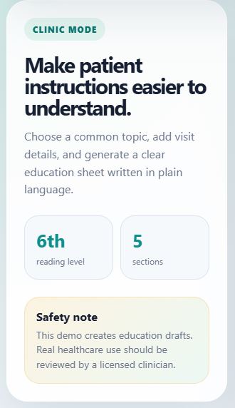Clear Care Healthcare Education Tool