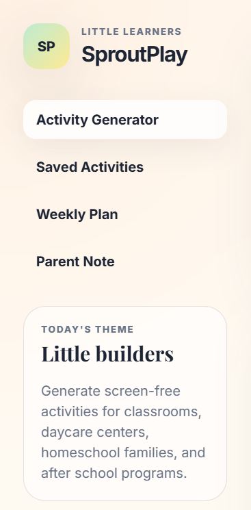 Little Sprouts Play Activity Generator