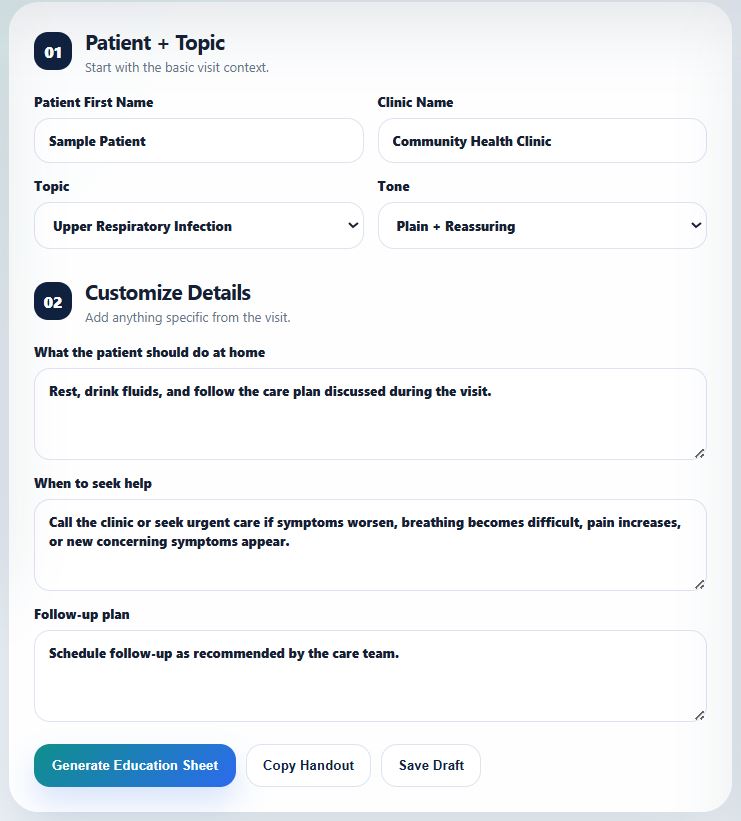 Clear Care Healthcare Education Tool