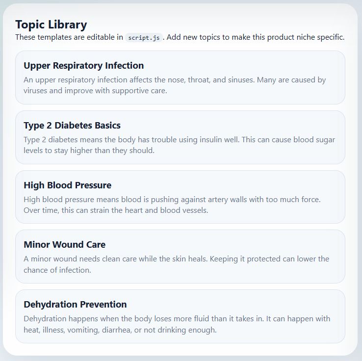 Clear Care Healthcare Education Tool