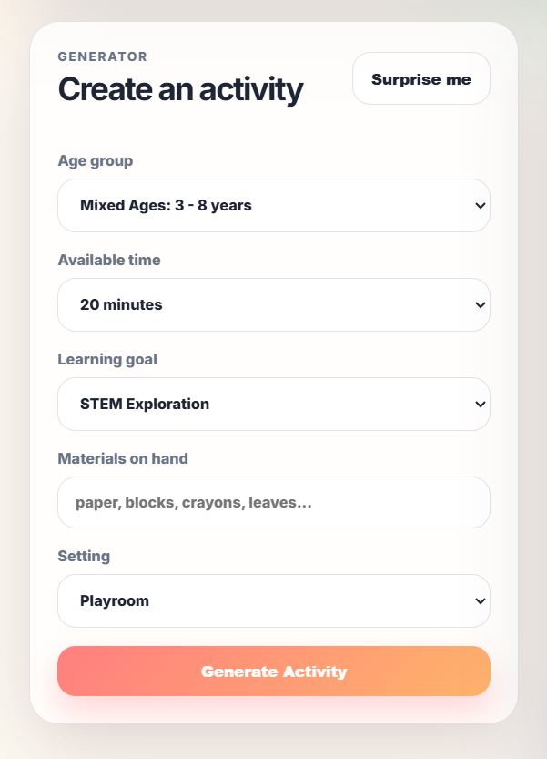 Little Sprouts Play Activity Generator