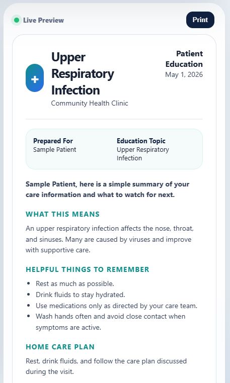 Clear Care Healthcare Education Tool