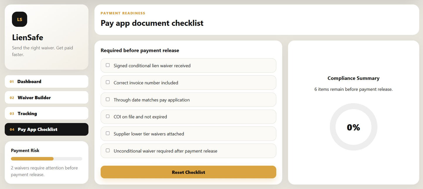 LienSafe Waiver Tracker