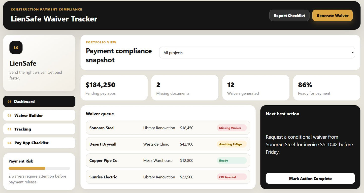 LienSafe Waiver Tracker